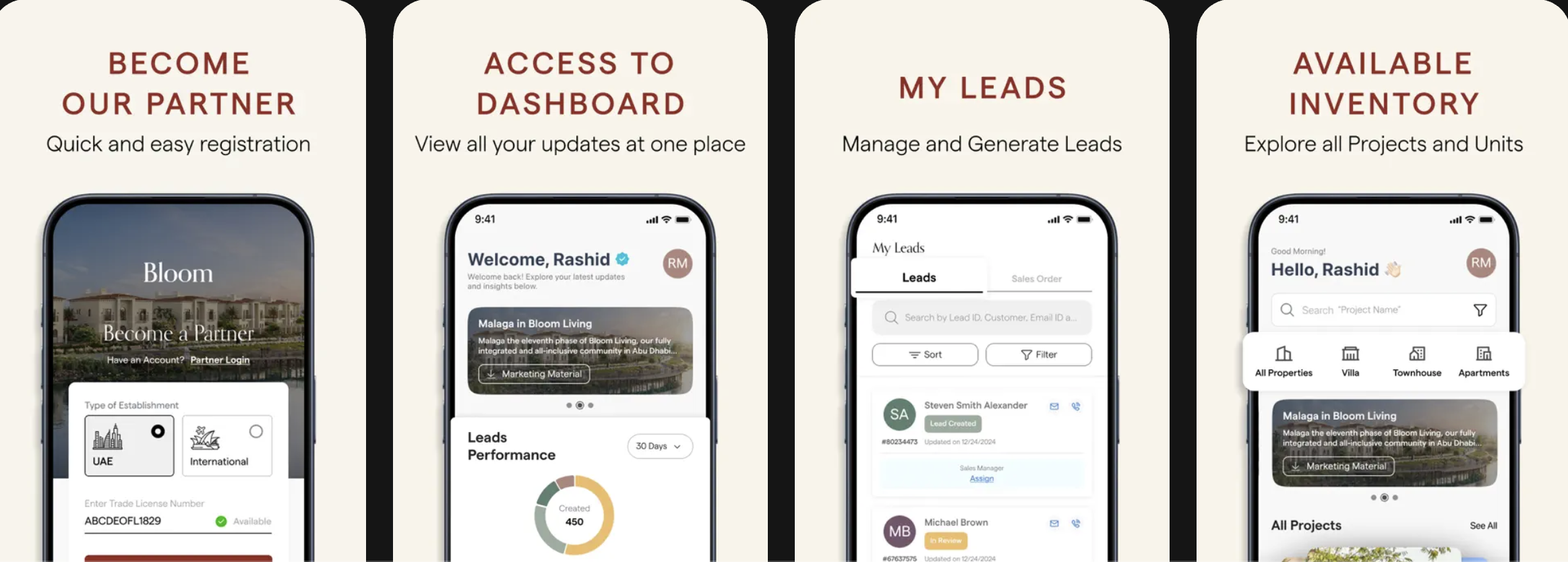 Bloom Partner App screenshots